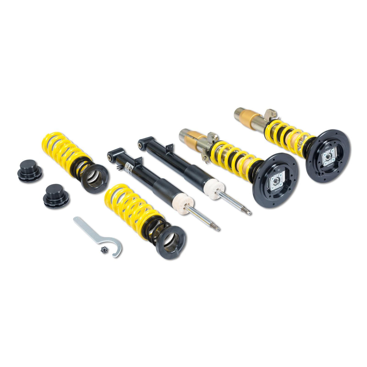 ST XTA Gewindefahrwerk Stahl verzinkt passend für Golf II / Jetta II / Golf III incl. Vento und Cabrio 45-85mm (härteverstellbar mit Stützlager)