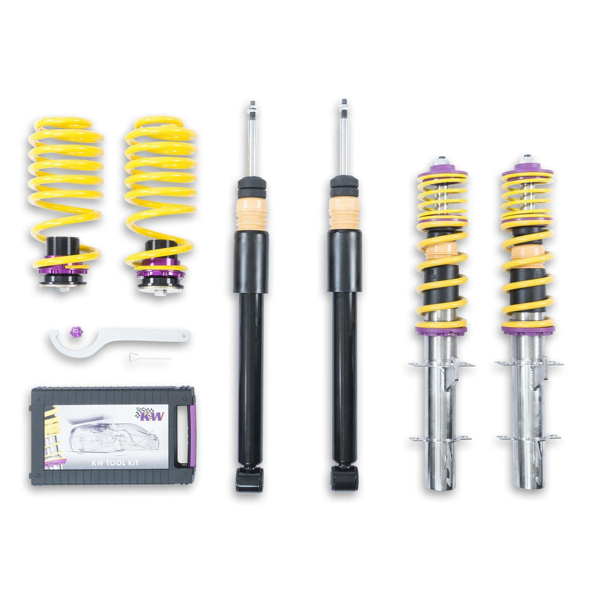 KW Gewindefahrwerk INOX V2 passend für Seat Toledo (1M) / Skoda Octavia (1U) / Seat Leon (1M) / VW Golf IV/Bora (1J)