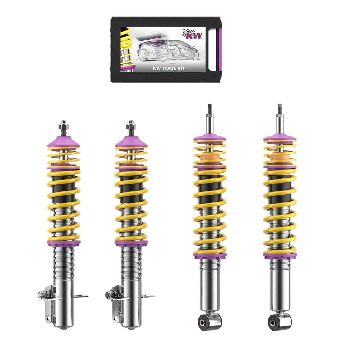 KW Gewindefahrwerk INOX V2 passend für Golf I / Jetta I / Scirocco I/II 45-75mm
