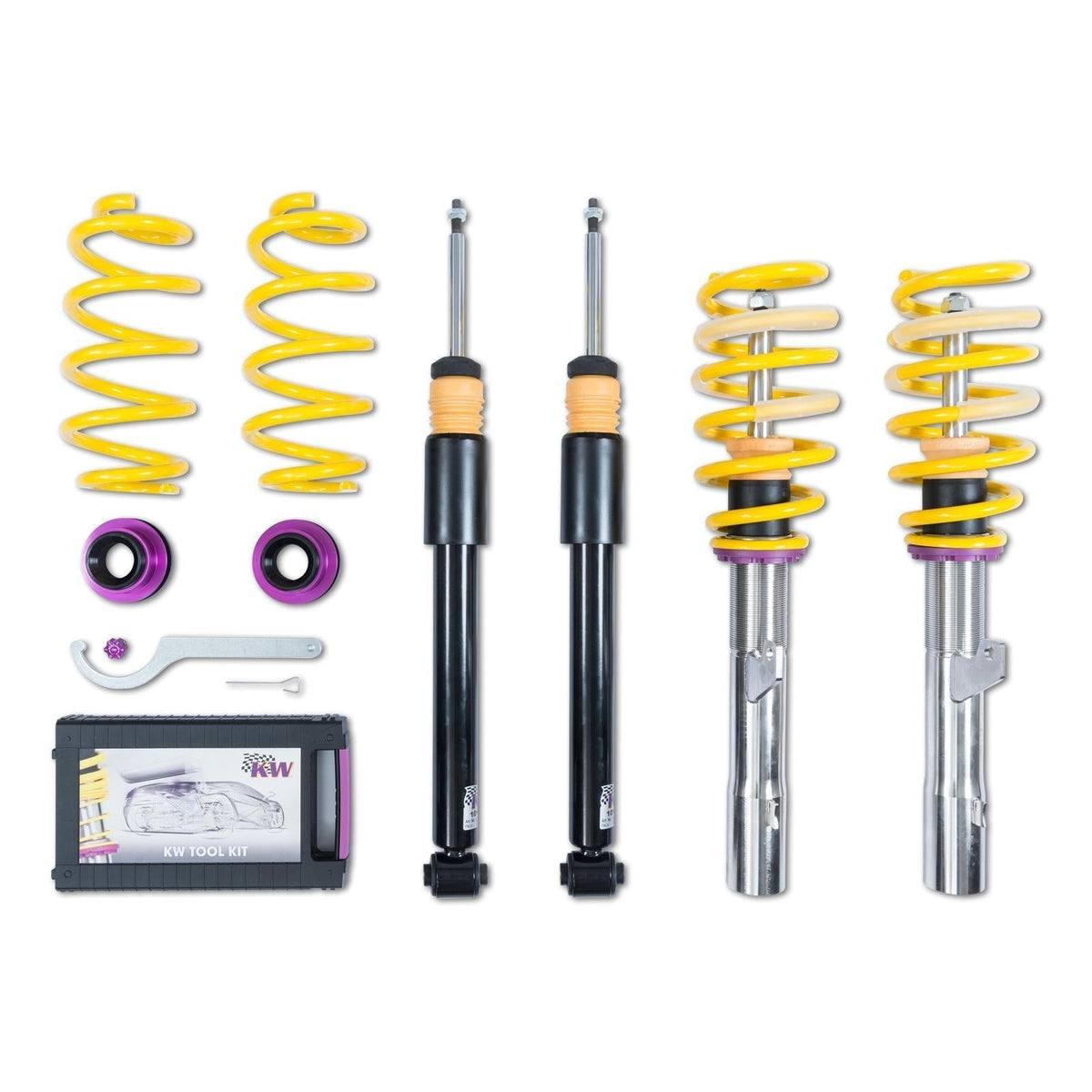 KW Gewindefahrwerk INOX V2 Comfort 30-55mm (55mm Klemmung) passend für VW GOLF 7 / Leon (5F) ohne DDC