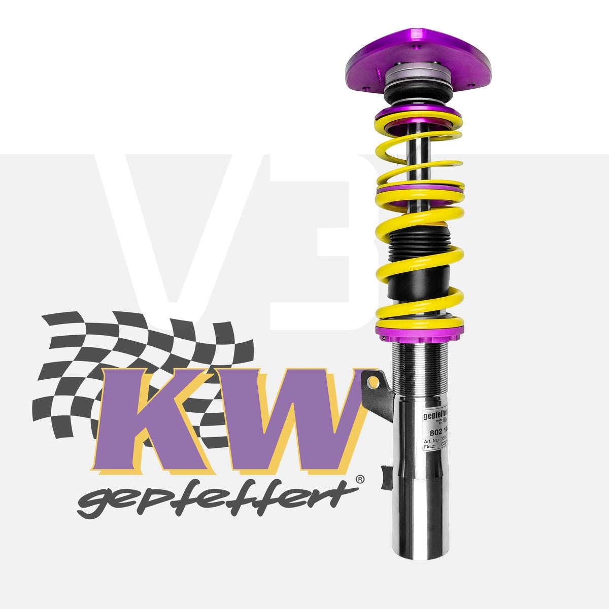 gepfeffert.com Gewindefahrwerk V3 passend für 4motion/quattro Ø 55mm für VW Golf VII R / T-Roc / Octavia RS und Audi (R)S3 8V / TTRS (m. Sturzdomlager)